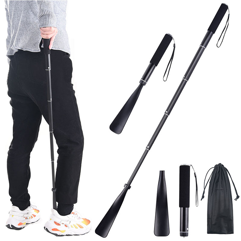 Btideas Shoe Horn Long Handle, 15"-37" Aluminum Alloy Metal Long Shoe Horn for Boots, for Men Women