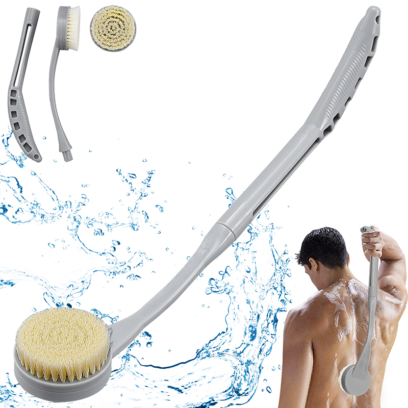 Btideas Back Brush Long Handle for Shower, 20.5” Bath Brush, Removable Back Scrubber Body Exfoliator