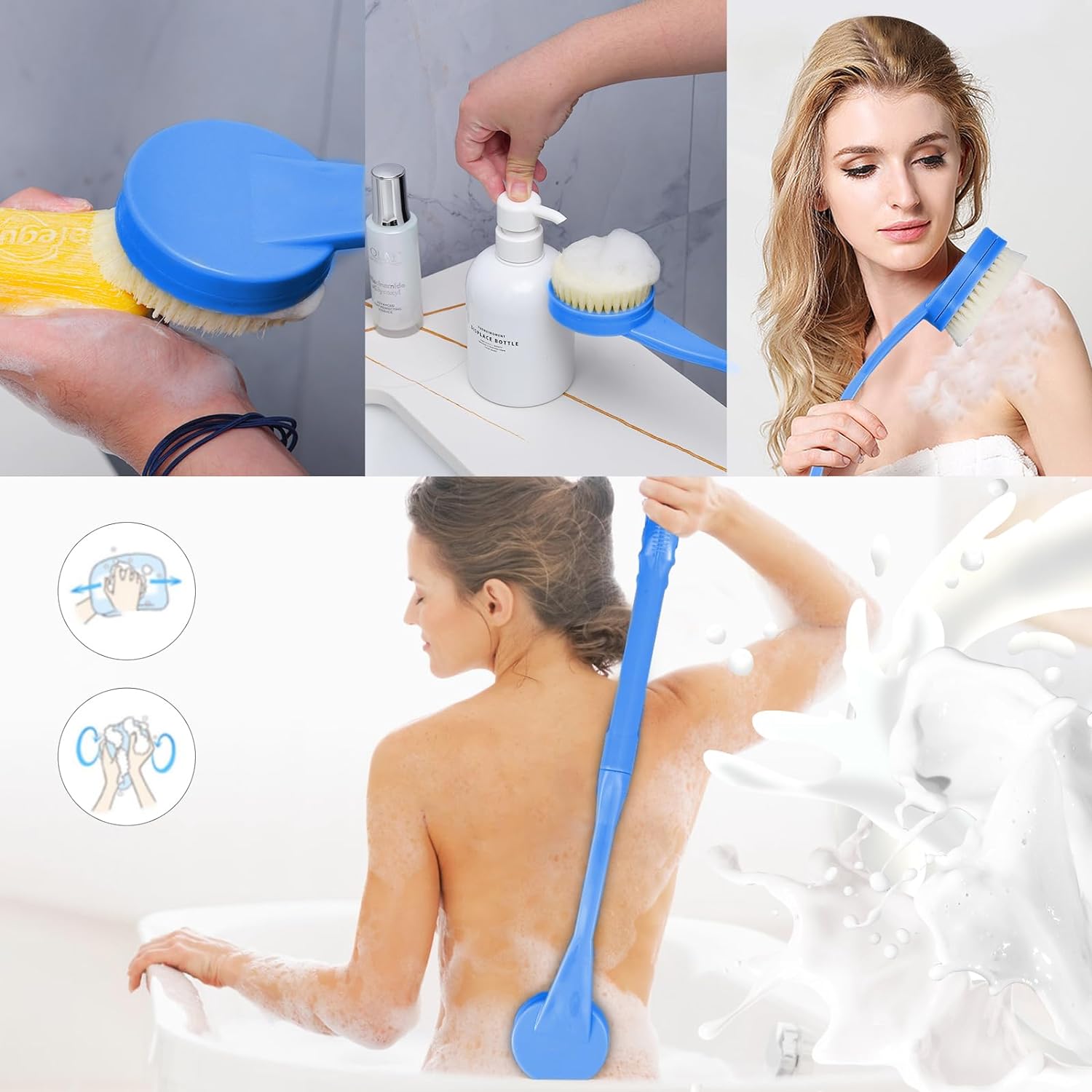 Btideas Back Brush Long Handle, 20.5” Back Scrubber for Shower, Shower Brush for All Skin