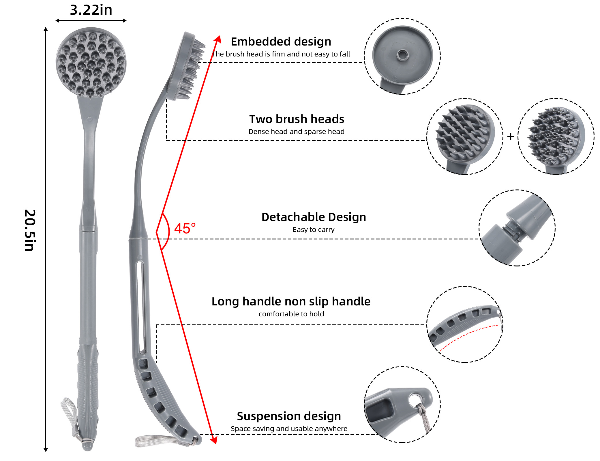 Btideas Back Scratcher for man and Woman, 20.5 ”Back Scratchers for Adults with Two Scraper Heads