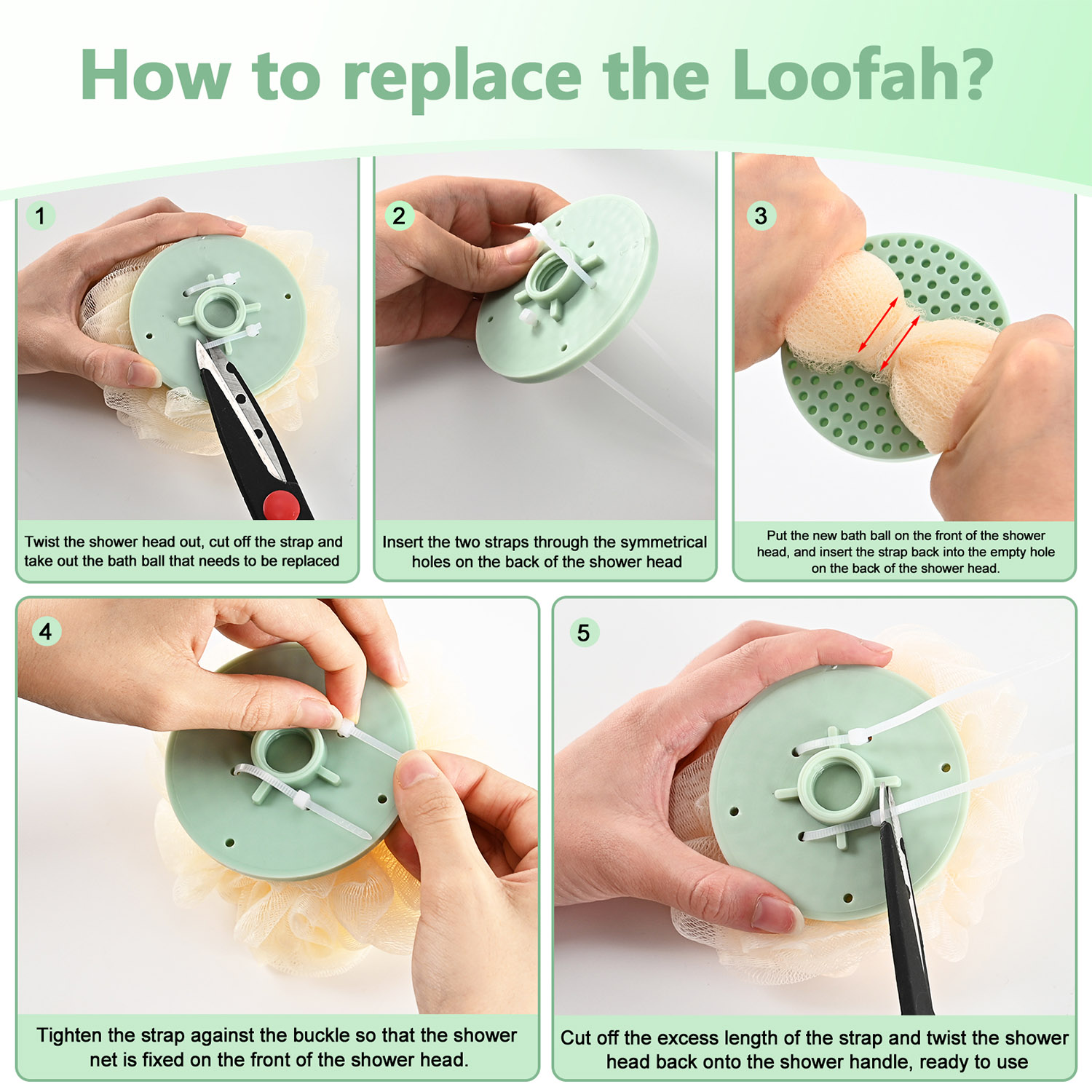 BTideas Loofah Back Scrubber, 20.5” Loofah on a Stick, Long Handled Back Loofah, Exfoliating Loofah