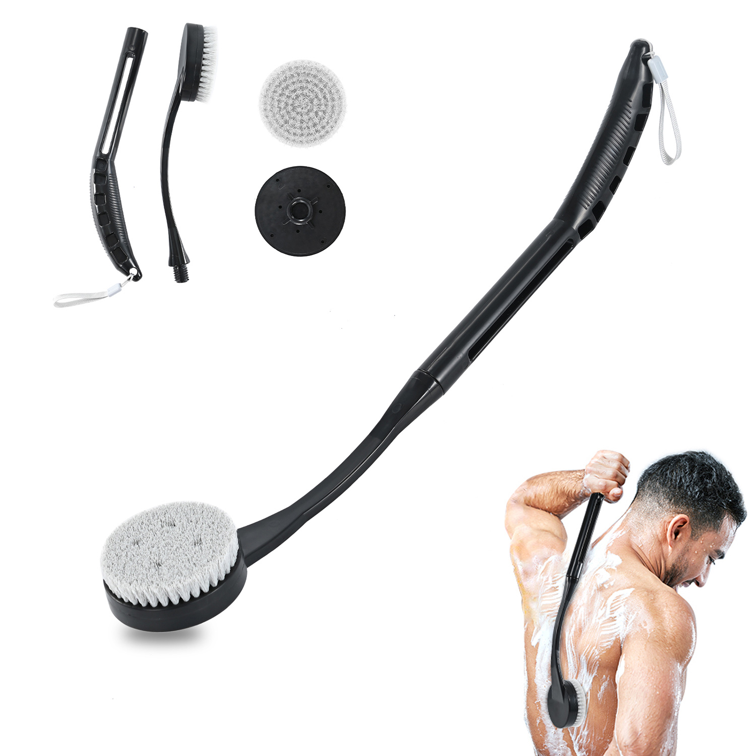 BTideas Back Scrubber for Shower, 20.5” Back Brush for Shower, Long Handled Bath Back Brush