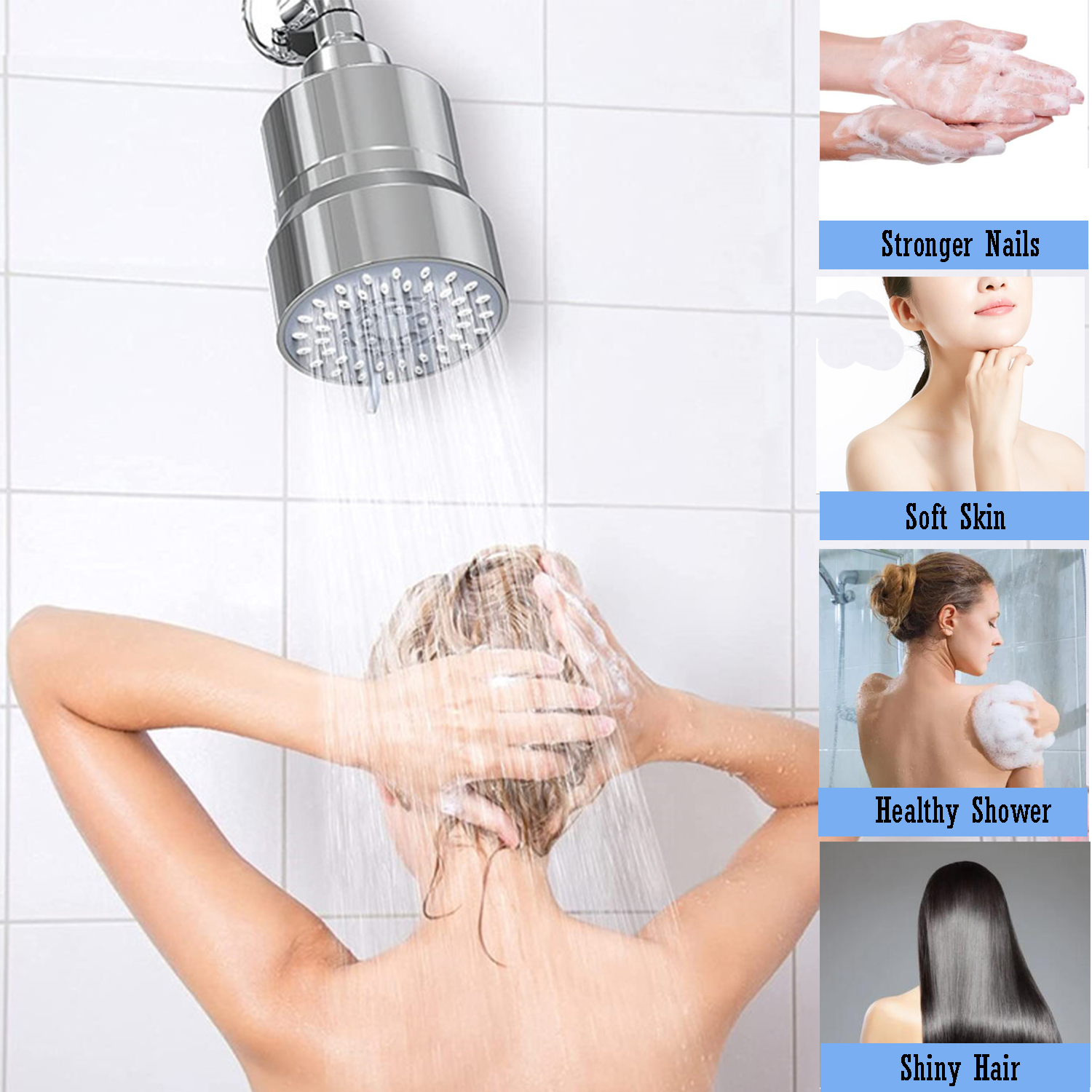 BTtideas High Pressure Filtered Shower Head, 2-in-1 20 Stage Shower Filter Head for Hard Water