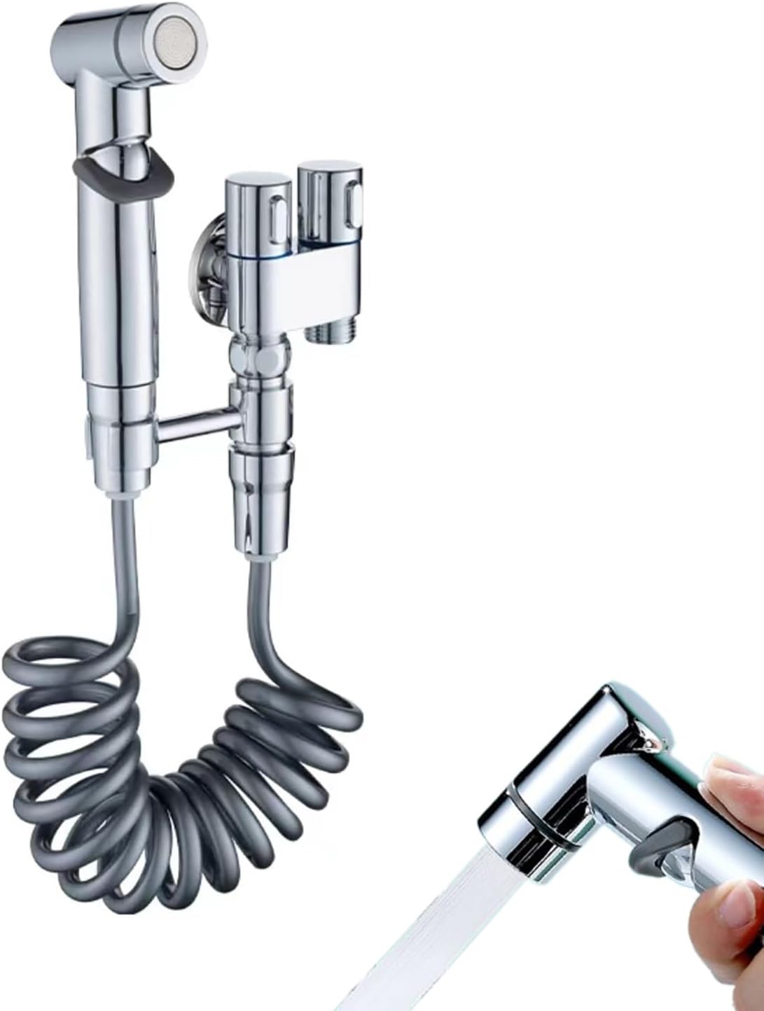 BTideas Handheld Bidet Sprayer, Bidet Sprayer for Toilet, Adjustable Water Pressure, Silver