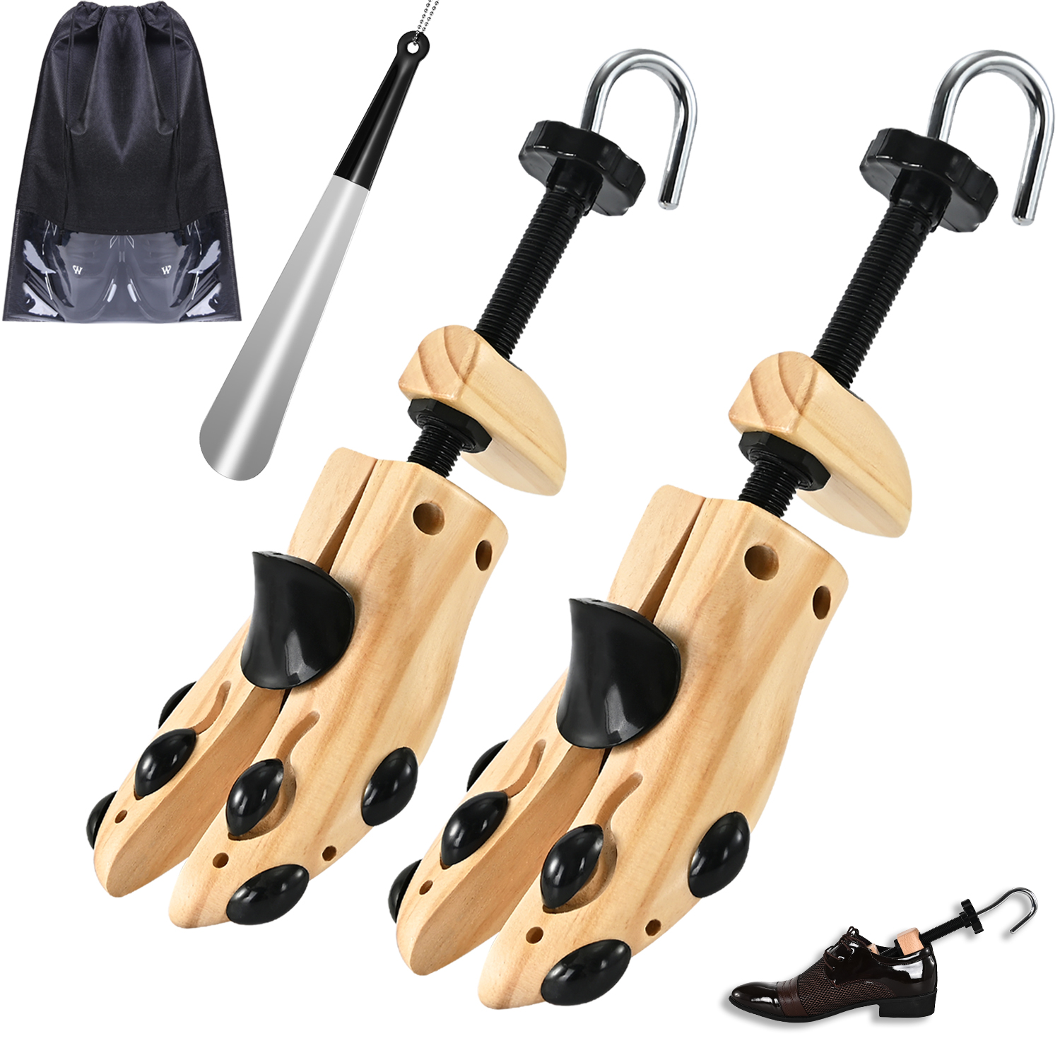 BTideas Shoe Stretcher Women Men, Pair Wooden Shoe Stretcher for Wide Feet, Shoe Expander & Widener