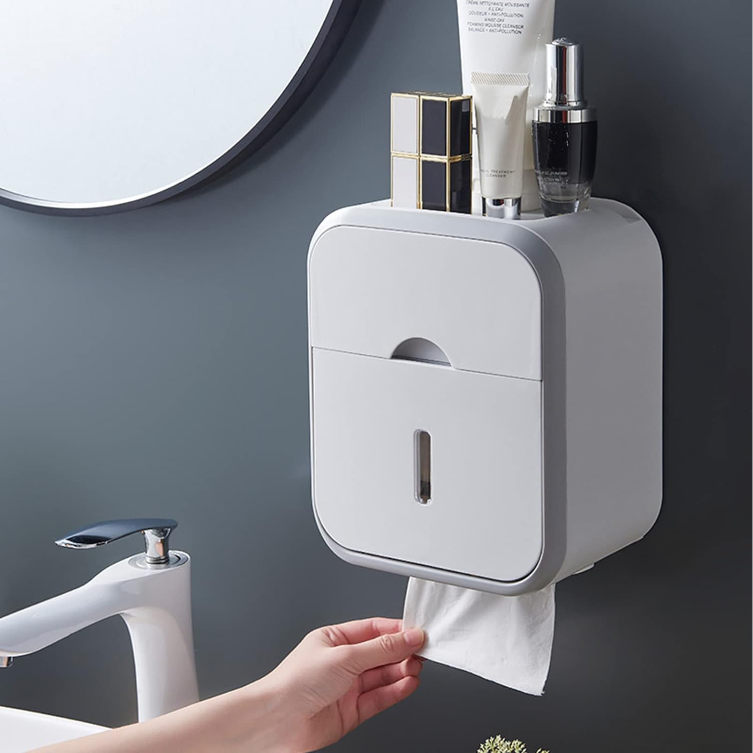 BTideas Toilet Paper Holder, Self Adhesive Toilet Tissue Holder for Bathroom, Wall-Mounted