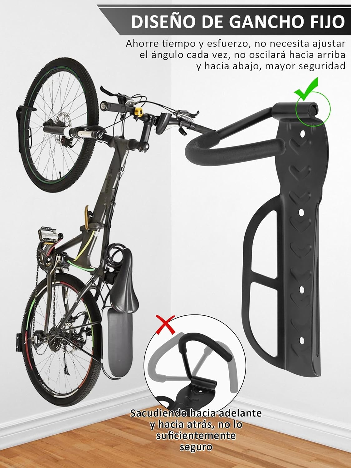 BTideas Bike Wall Mount Rack with Tire Tray ,Vertical Bike Storage Rack for Indoor, 2 Pack