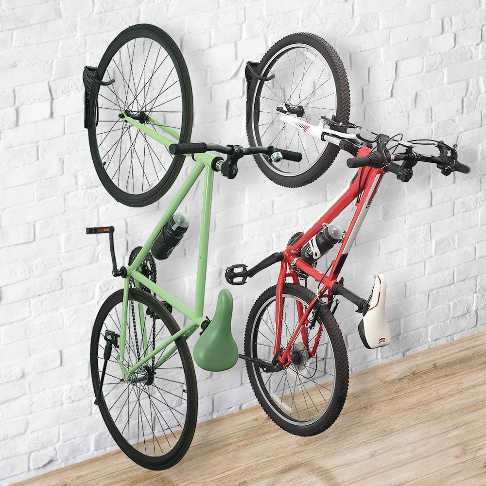 BTideas Bike Wall Mount Rack with Tire Tray ,Vertical Bike Storage Rack for Indoor, 2 Pack