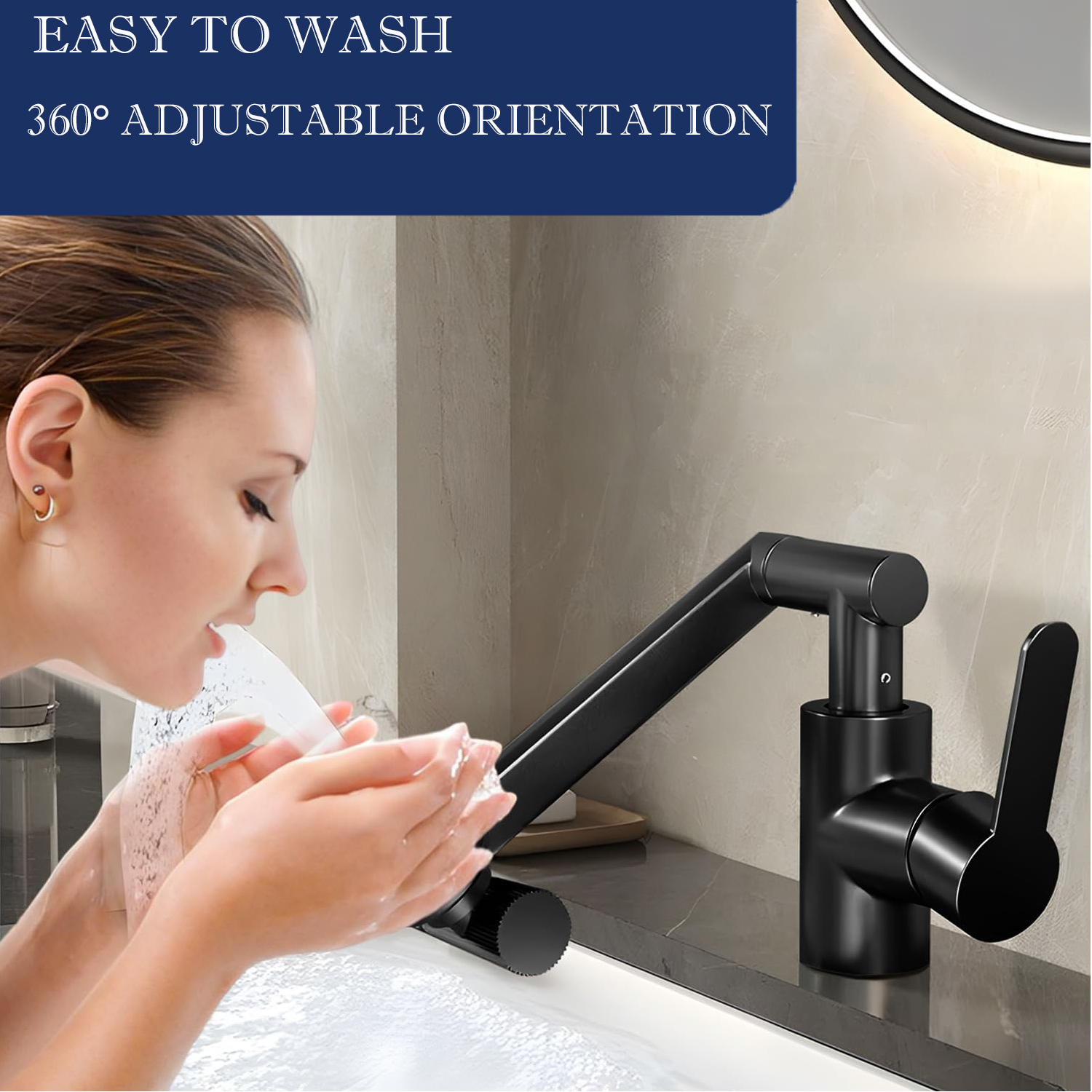 BTideas Swivel Kitchen Sink Faucet, 1080° Hot and Cold Water Sink Mixer Tap with 2 Hose